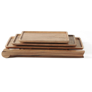 Bandeja de servir de madera maciza Xuyuan de 3 niveles, rectangular, sin acabado, estilo rústico, para exhibir alimentos - Product Image 4