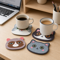 Sous-verres en feutre motif chat, tapis décoratifs pour tasses, pour la maison, le bureau, le restaurant, la cafétéria, la décoration de salle à manger