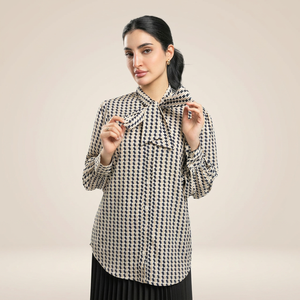 Blusa Estampada para Mujer, Cuello en V, Manga Larga, Informal, para Fiesta, 100% Algodón Tejido, Ecológica - Product Image 4