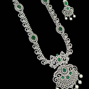 Juego de Collar de Novia de Lujo con Acabado en Rodio y Circonita Cúbica, Diamantes Americanos de Alta Calidad, Joyería de Boda, Tendencia 2026, Chapado - Product Image 1