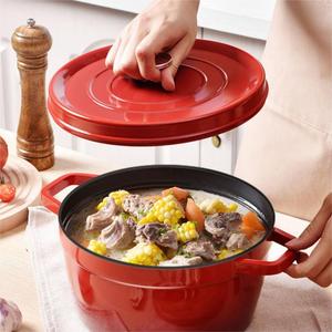 Cuisinière à induction rouge de 10/20/22/24/26/<span class=keywords><strong>28</strong></span>/32/40 <span class=keywords><strong>cm</strong></span> avec logo personnalisé en gros poê<span class=keywords><strong>le</strong></span> antiadhésive casserole à soupe émaillée en <span class=keywords><strong>fonte</strong></span> avec couvercle - Product Image 1