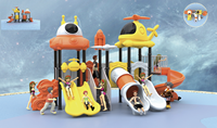 Aire de jeux extérieure pour enfants avec toboggans en métal et en plastique pour usage scolaire - Structures de divertissement amusantes pour jardin et parc d'attractions