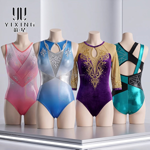 <span class=keywords><strong>Justaucorps</strong></span> de gymnastique à manches courtes en maille ornée de strass, taille haute, coupe ajustée, écologique, séchage rapide, une pièce, personnalisable en usine - Product Image 4