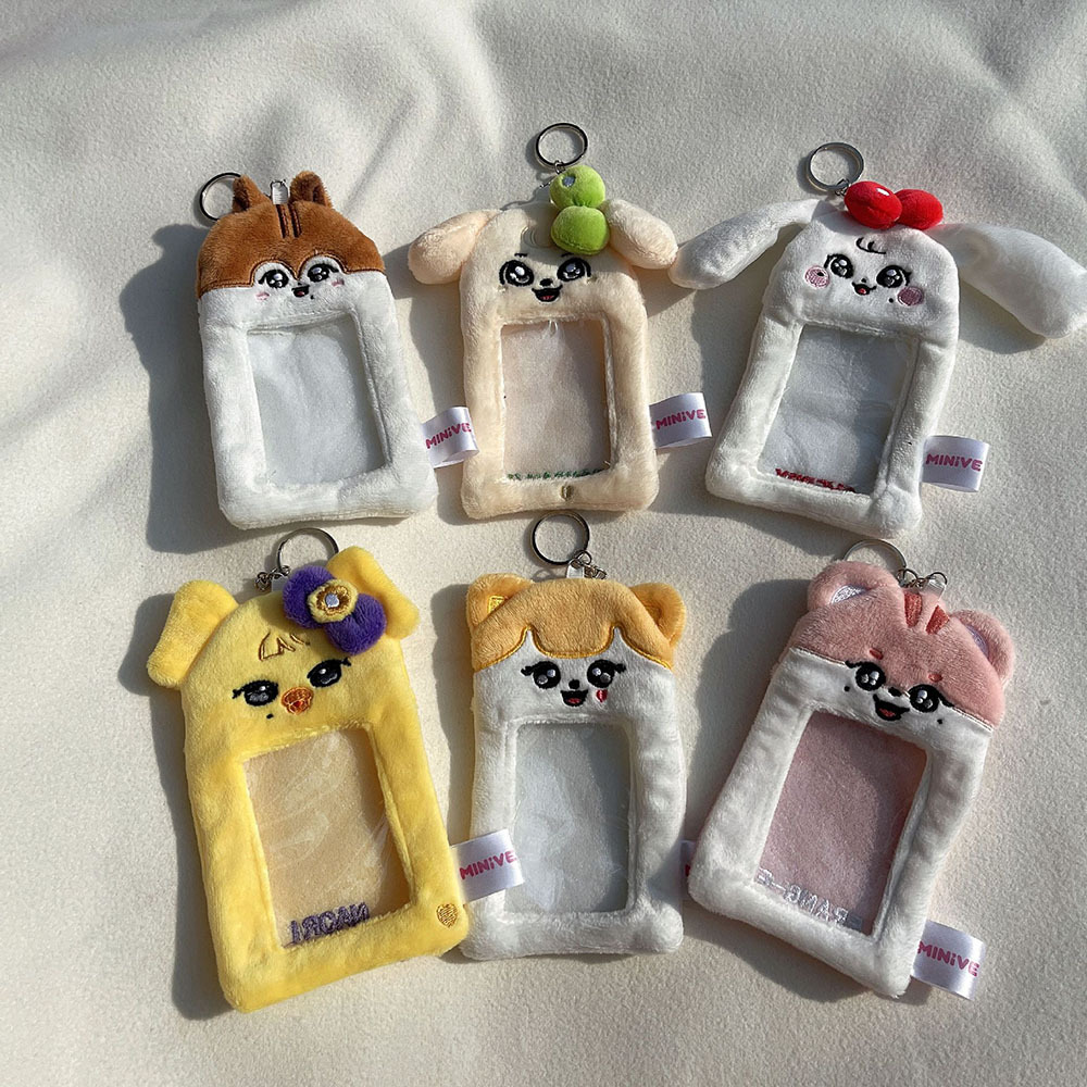 KPOP IVE MINIVE Cartoon Figure Plush Card Holder Keyring
