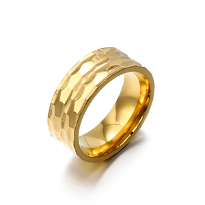 Anillo de acero inoxidable de joyería de moda de patrón golpeado para hombre de 8mm de alta calidad - Product Image 1