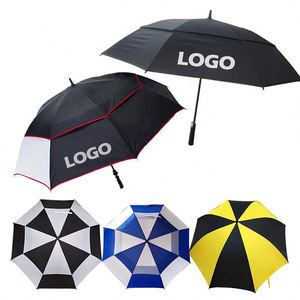 Parapluie promotionnel personnalisé de 60 pouces, grande taille, coupe-vent, double protection contre les intempéries, imprimé, de marque, pour homme, extra résistant - Product Image 2