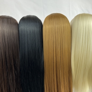 Tête de mannequin féminine pour la formation en cosmétologie, 24-26 pouces, cheveux synthétiques non remy, style droit, réaliste, pour le tressage, la teinture, la permanente - Product Image 5