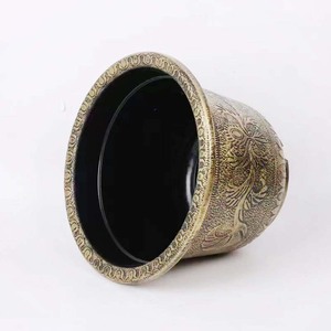 Aluminum-<b>Plastic</b> Imitation Copper Round Flower Pot Outdoor Garden <b>Planter</b> Traditional Style Injection Molding - Product Image 1