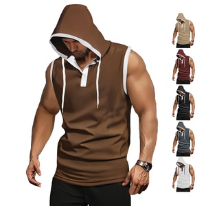 Nouveau Gilet de Sport Grande Taille Personnalisé pour Homme – Séchage Rapide, Couleur Unie, Sans Manches, à Capuche – Idéal Été - Product Image 1