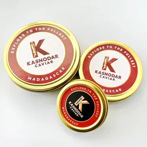 High Quality Custom Luxury Printing Caviar Tin Label Waterproof Aluminum Gold 3D Embossed Caviar Packaging Label For Kaviar