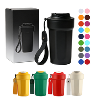 Mug isotherme en acier inoxydable à double paroi sans BPA, portable, pour le camping, avec sangle et couvercle, idéal pour le café froid