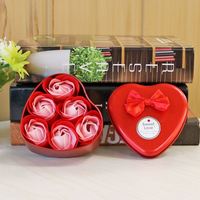 6 Buah Sabun Mawar Beraroma Hati dengan Kotak, Sabun Kelopak Mawar untuk Mandi dan Tubuh, Aroma Romantis, Dekorasi Pernikahan, Hadiah