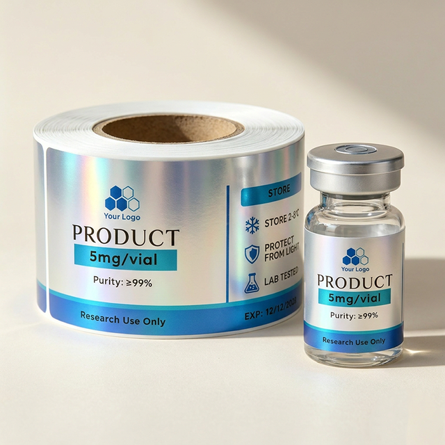Custom Medicine Peptide Labels 3ml/10ml Bottles Tablet Packaging Stickers Vinyl Material Strong Heat-Resistant Barcode