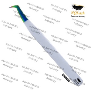Professional Russian Volume Extension Tweezers / High Quality <b>Rainbow</b> Tip & White Color Eyelash Extension Tweezers From NQLASH - Product Image 1