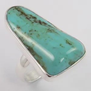 Ngủ vẻ đẹp Turquoise Nhẫn đá quý bezel thiết lập 925 rắn Sterling Silver Ring tất cả Đức kích thước đồ trang sức