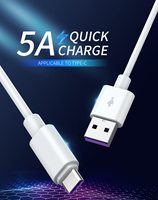 Câble de charge rapide Type C Premium 1m 5A, câble USB C haute vitesse, câble de données Type C en PVC blanc, câble de charge super rapide pour Huawei