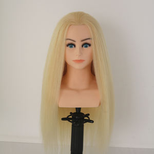 Tête de mannequin d'entraînement en cheveux naturels de 60 cm de long, tête de mannequin professionnelle pour la <span class=keywords><strong>coiffure</strong></span>, le maquillage, la pratique, la formation, la poupée de cosmétologie - Product Image 2