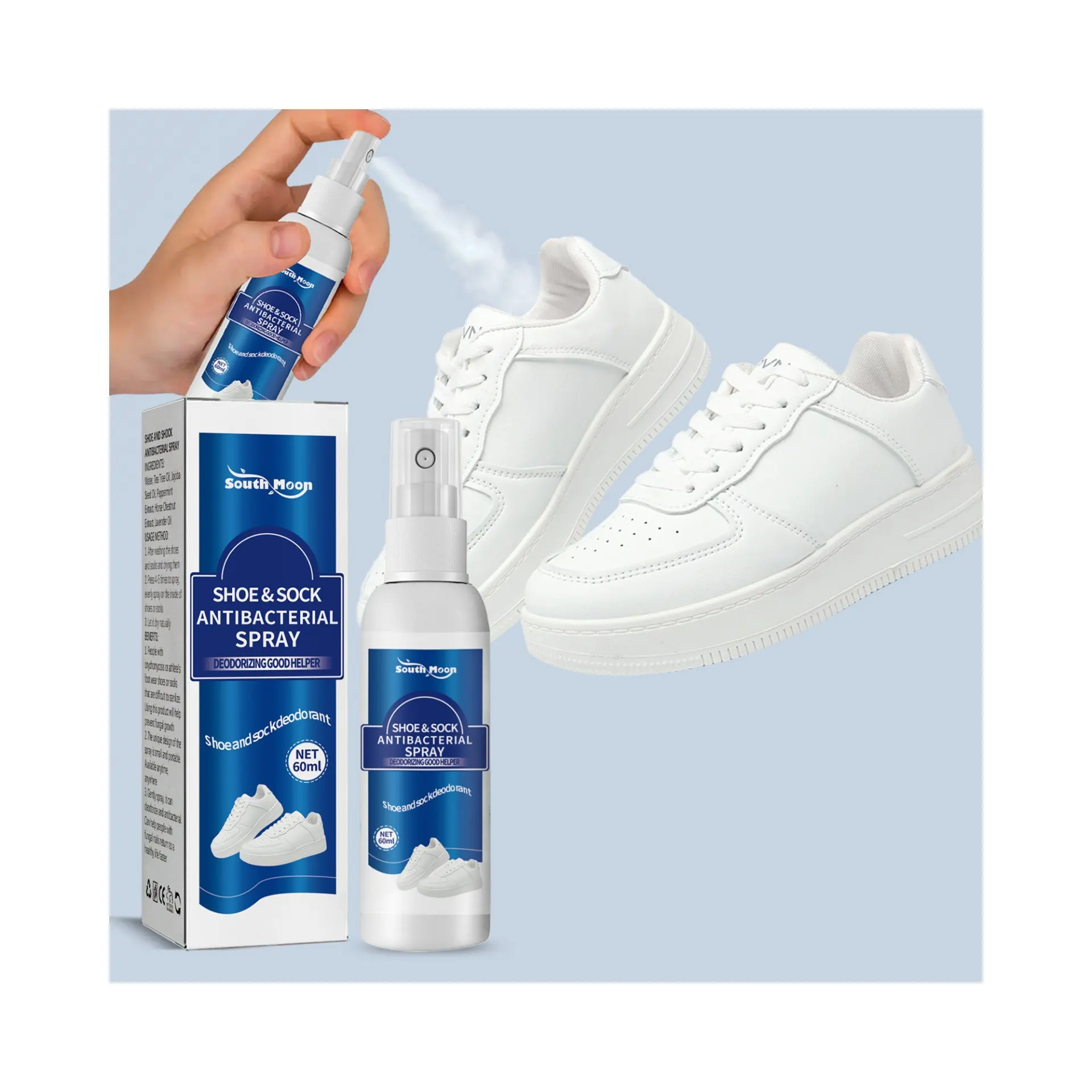 factory Antibacterial Rate odor eliminator deodorizer Quickly deodorize dry Shoe deodorant spray 60ml oem odm for Shoes Socks