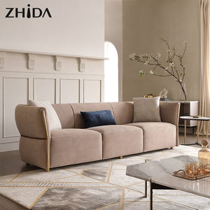 أطقم أرائك فاخرة لغرفة المعيشة، أثاث منزلي، كنبة صالة، طقم كنب إيطالي عصري من القماش المخملي - Product Image 1