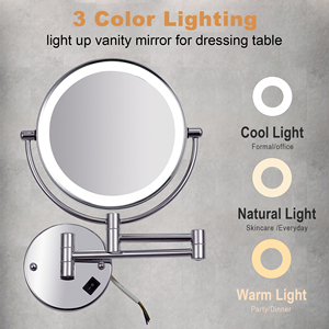 Khách sạn treo tường led chrome phòng tắm cạo gương 1x/10x độ phóng đại hardwired make up gương bán hàng trực tiếp nhà máy - Product Image 2