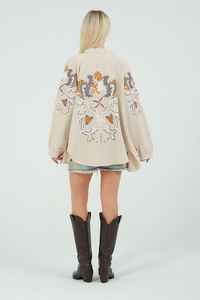 Femmes élégante broderie florale veste personnalisée printemps été Collection ample ajusté goutte épaule coton respirant manteau - Product Image 5