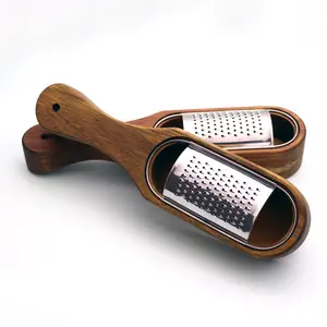 Multifunctional Stainless Steel Cheese Grater and Wooden Kitchen Tool Fruit Vegetable Shredder and Cheese Tool