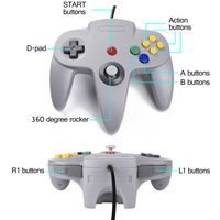 Mando de Juego con Cable USB N64, Joystick, Joypad para Nintendo 64, Negro, Rojo, Gris, Amarillo, Azul, Motor de Vibración, Consola de Juegos