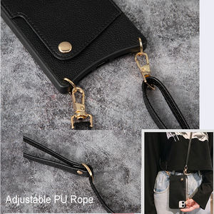 Étui pour téléphone portable en cuir PU portefeuille à bandoulière avec carte pour <span class=keywords><strong>iPhone</strong></span> 17 16 15 14 13 12 Pro Max avec <span class=keywords><strong>cordon</strong></span> corde bandoulière - Product Image 4