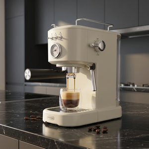 Cafetera espresso semiautomática de 20 bares con espumador de leche, de acero inoxidable, para el hogar y la cocina. - Product Image 1