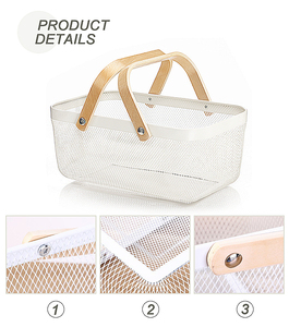 Giỏ Lớn Đựng Đồ Bằng Sắt Rèn Kiểu Bắc Âu Có Tay Cầm Bằng Gỗ XWX Factory - Product Image 3