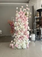 Pabrik grosir pernikahan 5d Faux Isle pink Floral Table Runner bunga baris untuk acara pesta pengaturan