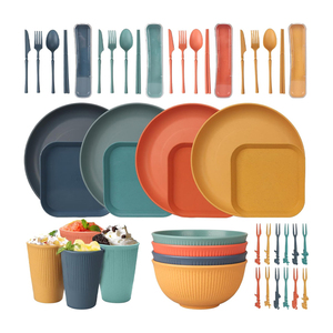 Ensemble de <span class=keywords><strong>vaisselle</strong></span> de <span class=keywords><strong>camping</strong></span> et de pique-nique, assiettes, bols, couverts, légers, colorés, portables, incassables - Product Image 2