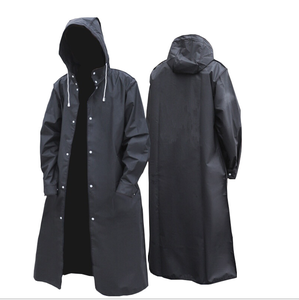 DFR1112 Manteau de pluie long noir personnalisé, veste de pluie en matériau EVA, production rapide et économique - Product Image 1
