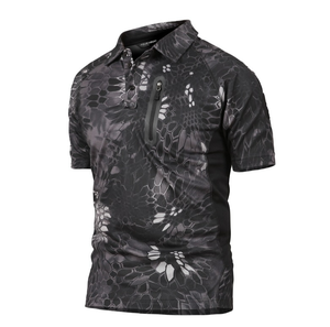 Camiseta de manga corta DFT104 azul, verde khaki, negro, camuflaje CP, camuflaje pitón, con pantalones cortos. - Product Image 5