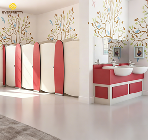 Meubles scolaires pour enfants, systèmes de cabines de toilettes personnalisables en couleur, cloisons durables en bois écologiques pour maternelle - Product Image 3