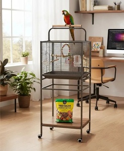 <span class=keywords><strong>Cage</strong></span> à oiseaux en métal durable de grande capacité, exportée d'usine, avec plateau en plastique, emballée pour l'élevage de perruches et de perroquets, utilisation en villa - Product Image 2