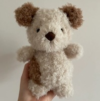 Jellcatt UK Mignon Chien en Peluche Bouclé, Jouet Doux pour Chiot, Poupée Rembourrée avec Motif Doré, Cadeau de Thanksgiving et de Noël