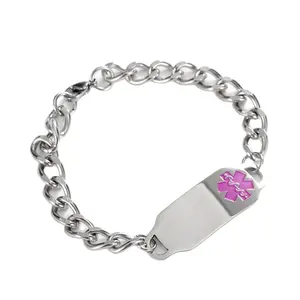 LOORDON Bracelet en acier inoxydable avec logo d'alerte médicale pour femme
