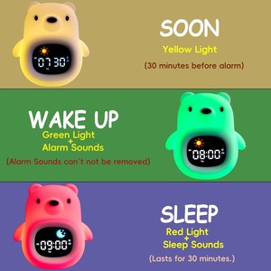 Lámpara de reloj de compañero de sueño perfecto, reloj de entrenamiento de sueño de silicona recargable, reloj despertador para niños con luz nocturna - Product Image 4