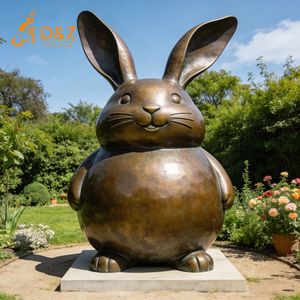 Statue de lapin gras en bronze D&Z Art Group, sculpture d'animal mignonne, décoration de jardin extérieur, ornement artistique, design personnalisé, décoration intérieure - Product Image 5