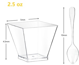 MingYu 2.5 oz 70 ml gobelets en plastique transparent jetables avec cuillères petites tasses à <span class=keywords><strong>mousse</strong></span> carrées en matériau PS - Product Image 6