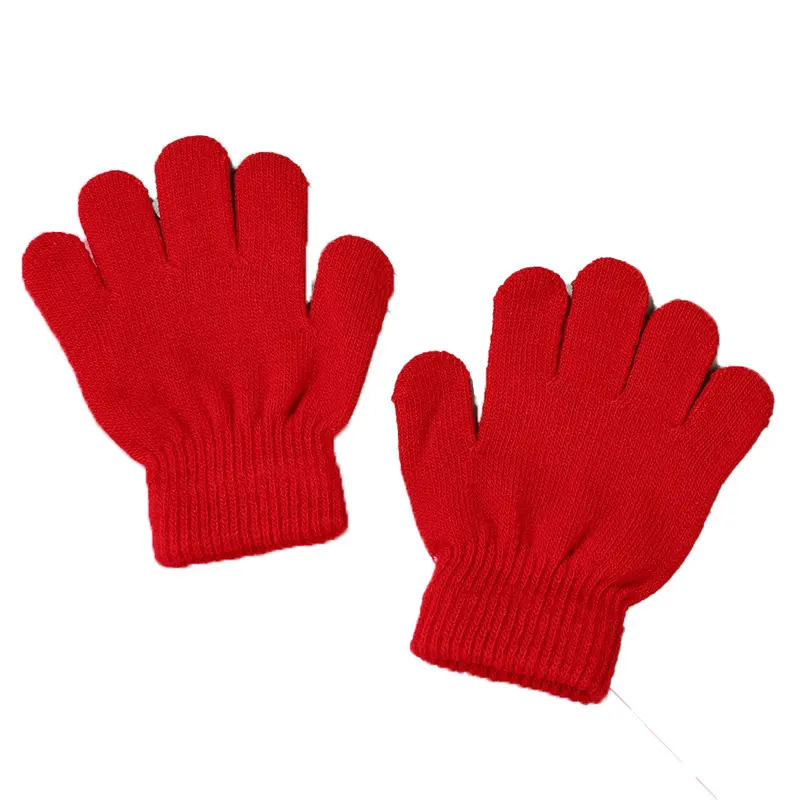 Kids Full Fingers Gloves Stretchy Knitted Warm Gloves Winter Mittens for Little Boys and Girls Daily Supplies
