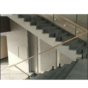 Marche d'intérieur moderne flottante et droit, avec motif en bois et balustrade en verre, m - Product Image 4