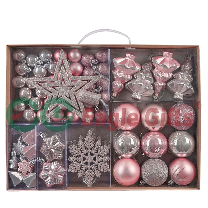 EAGLEGIFTS Weihnachts Deko Navidad Adornos Xmas Decor Large Gift Box Set Rose Gold Ornaments Christmas Decoration Ball