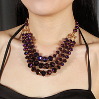 Kalung Manik Kristal YWJC 8mm 10mm, Kalung Rantai Pendek Multi-layer untuk Wanita, Kalung Manik Rondelle Modis