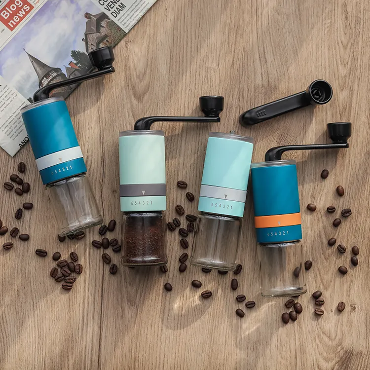 커피 도구 핸드 크랭크 6 정밀 거칠기 스테인레스 스틸 휴대용 에스프레소 수동 커피 그라인더 원추형 세라믹 버