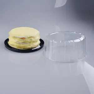 Conteneur à gâteau en plastique souple, emballage à emporter Transparent avec couvercle Transparent, boîte à gâteau ronde en forme de Blister, sets alimentaires, 4 pouces