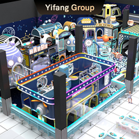 Equipo de Juegos Interior Comercial con Temática Espacial, LED de Neón, Tobogán de Múltiples Niveles, Piscina de Pelotas, Estructura Metálica, Tamaño Personalizado para Niños