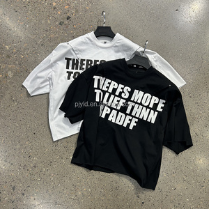 T-shirt Streetwear personnalisé en coton pour <span class=keywords><strong>homme</strong></span>, blanc et noir, à manches courtes, coupe <span class=keywords><strong>courte</strong></span> et carrée, <span class=keywords><strong>avec</strong></span> <span class=keywords><strong>poche</strong></span> zippée inversée - Product Image 2