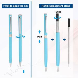 Custom Logo Promotion Slim Ballpoint <b>Pens</b> Bulk <b>Retractable</b> Metal Ballpoint <b>Pens</b> Set Writing Gift , Metallic Black Ink, 1 mm - Product Image 3